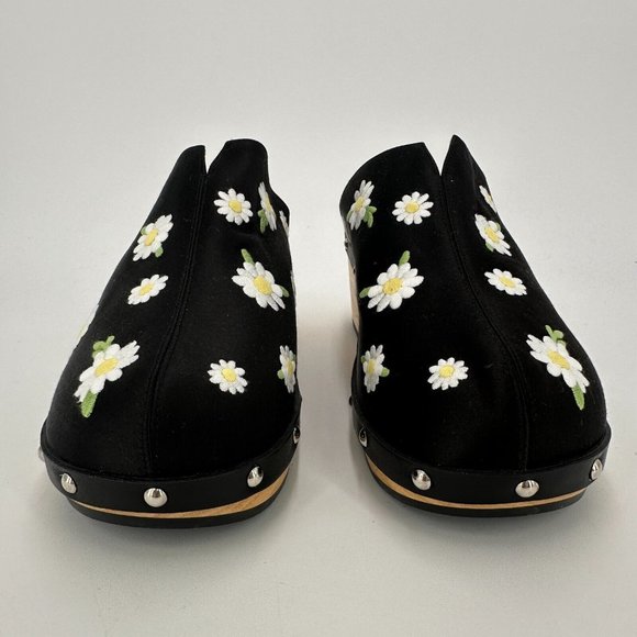 Sleeper Black Daisy Matilda Shearling Silk/Wooden Clog sz 40/US 9-9.5 NWOT NEW - Picture 3 of 10